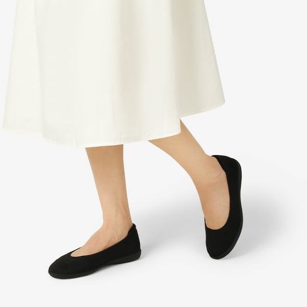 Round Toe Slip on Ballet Flats - BLACK - 1